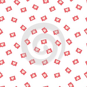 Seamless pattern with love notification symbol for Happy Valentine`s day.