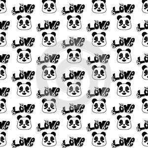 Seamless pattern love panda design