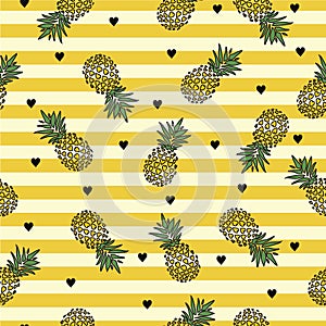 Seamless Pattern Love Pineapple Fruit