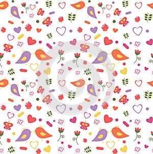 Seamless pattern of lovebirds