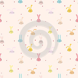 Seamless pattern with lovely bunny background, Cute rabbit art for kids.