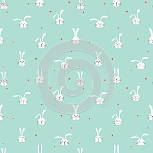 Seamless pattern with lovely bunny background, Cute rabbit art for kids.