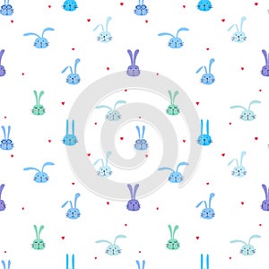 Seamless pattern with lovely bunny background, Cute rabbit art for kids.