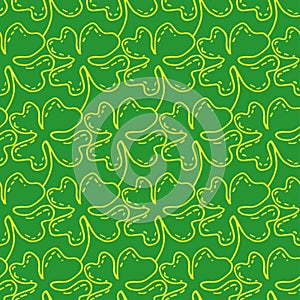 Seamless pattern of lucky four-leaf . Vector illustration