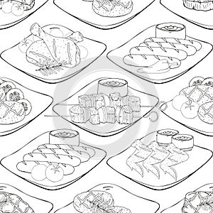 Seamless pattern made from BBQ elements.