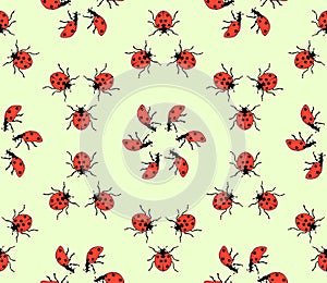 Seamless pattern made from ladybugs