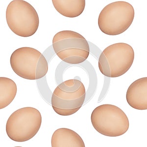 Seamless pattern made of photos of henâ€™s eggs. Close up photo with eggshell texture