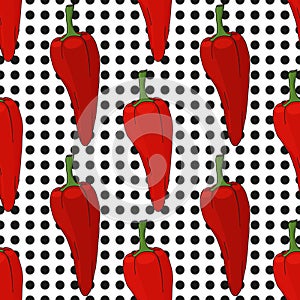 Seamless pattern made from red peppers. chilli.