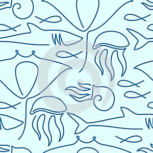 Seamless pattern made of sea fauna