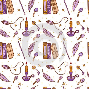 Seamless pattern with magic elements. Vector print