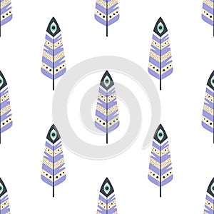 Seamless pattern with magic feathers, vector illustration
