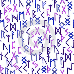 Seamless pattern with magic rune symbols