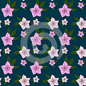 Seamless pattern of magnolia flowers in a modern style. Exotic design for paper, cover, fabric, interior decor and other uses. Vec