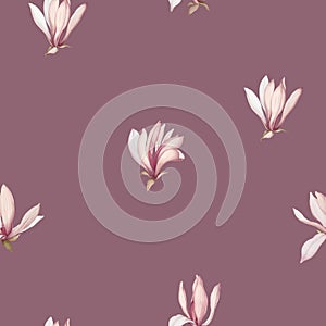 Seamless pattern with magnolias. Flowers in a watercolor style