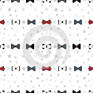 Seamless pattern with male bow ties vector illustration. White background, red and black.