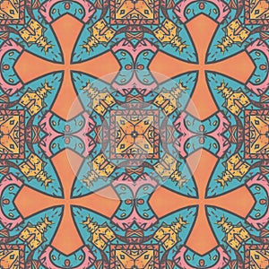 Seamless pattern with mandalas,  Vintage decorative elements