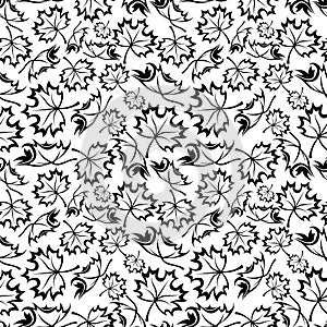Seamless pattern with maple leaves.