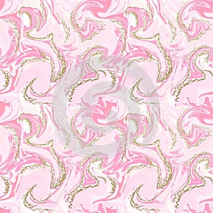 SEAMLESS PATTERN MARBLE EFFECT PINK AND WHITE MARBLE WITH GOLD ACCENTS
