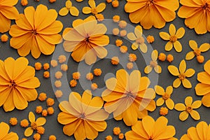 Seamless pattern. Marigold flowers pattern 3d illustration. Repeatable back