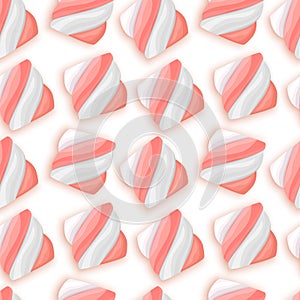 Seamless pattern with marshmallows on a white background. illustration of dessert in cartoon style. Vector Eps 10 format