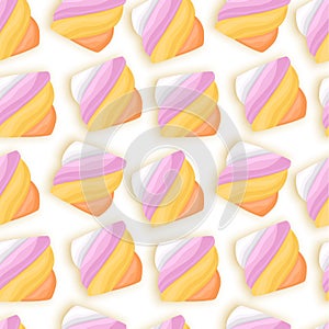 Seamless pattern with marshmallows on a white background. illustration of dessert in cartoon style. Vector Eps 10 format