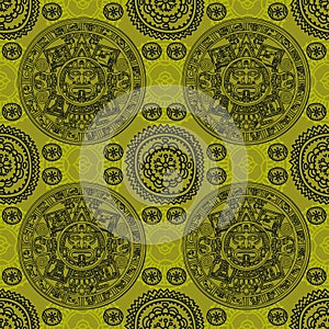 Seamless pattern with Mayan zodiac