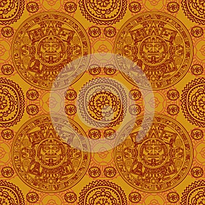 Seamless pattern with Mayan zodiac