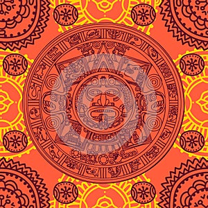 Seamless pattern with Mayan zodiac