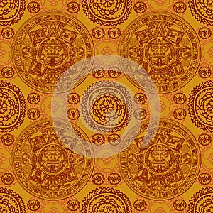 Seamless pattern with Mayan zodiac photo