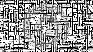 Seamless pattern maze. Monochrome abstract lines background. Black and white
