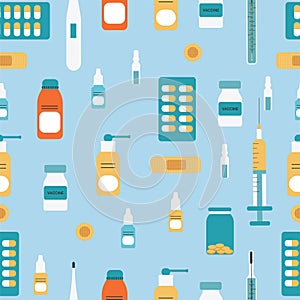 Seamless pattern of medical devices. Vector illustration