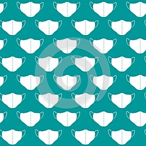 Seamless pattern with medical face masks. Virus protection, quarantine. Coronavirus pandemic. Covid-19. Vector EPS10 illustration