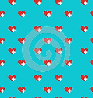 Seamless Pattern with Medical Symbol, Health Care Background