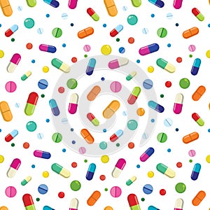 Seamless pattern with medicine drugs illustration