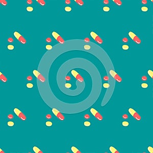 Seamless pattern with medicines, capsules, medicaments, drugs, pills and tablets. Medical pharmacy backgrounds and textures.