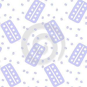 Seamless pattern with medicines, medicaments, drugs, pills and tablets. Medical pharmacy backgrounds and textures. Vector EPS10