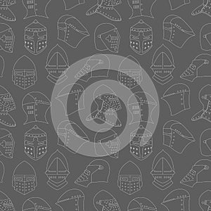 Seamless pattern with medieval military helmets