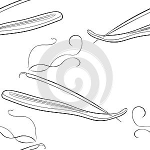 Seamless pattern meditation burning stick for incense. vector illustration