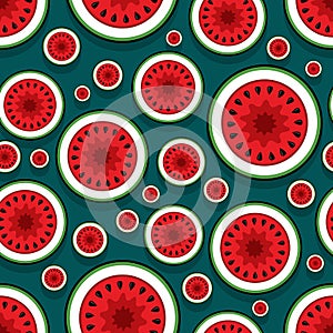 Seamless pattern of melon fruit slice graphics