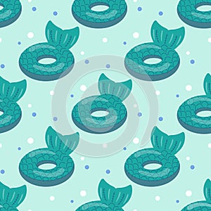 seamless pattern, mermaid tail baby inflatable swimming lap