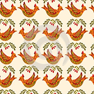 Seamless pattern Merry Christmas 2022.Branch leaves elegante xmas design.