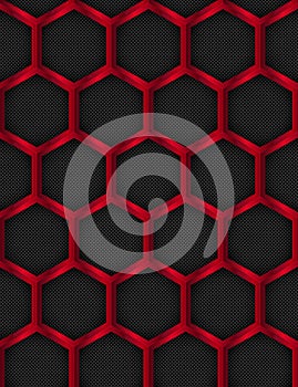 Seamless pattern. Metal Background. Hexagonal, Honey Comb Stainless Steel Mesh. Vector Illustration