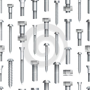 Metallic bolts and screws seamless pattern