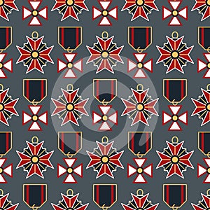 Seamless pattern with military medals