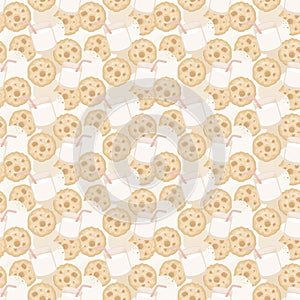 Seamless pattern with milk and cookies