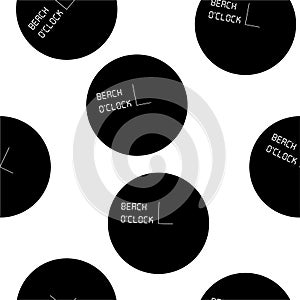 Seamless pattern Minimal black and white circle digital alarmclock with woring