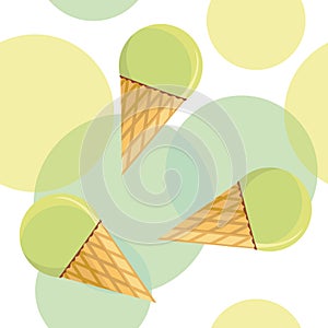 Seamless pattern with mint ice-cream