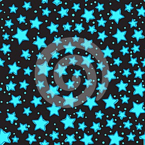 Seamless pattern. Modern Bright design for kids boys Vector Abstract star isolated on a black background.