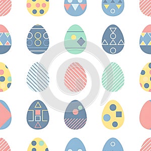 Seamless Pattern of Modern Geometric Easter Eggs
