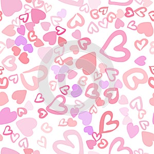 Seamless pattern with modern hearts. Valentines Day backdrop